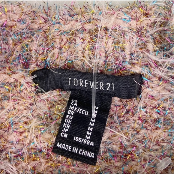 Forever 21 Pink Fuzzy Eyelash Knit Cropped Tank Top Medium - Picture 4 of 6